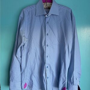 Elegant Blue Checkered Dress Shirt
